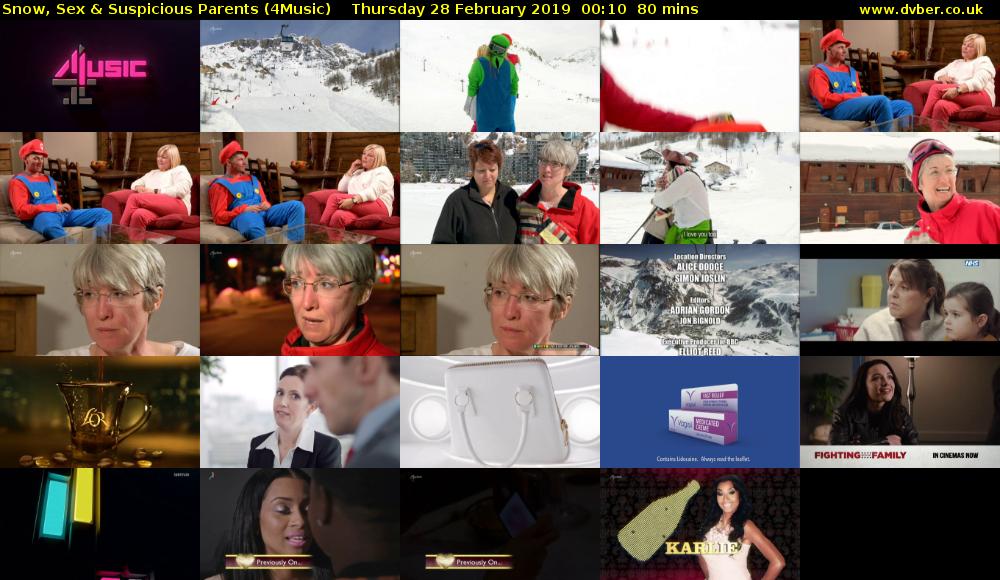 Snow, Sex & Suspicious Parents (4Music) Thursday 28 February 2019 00:10 - 01:30