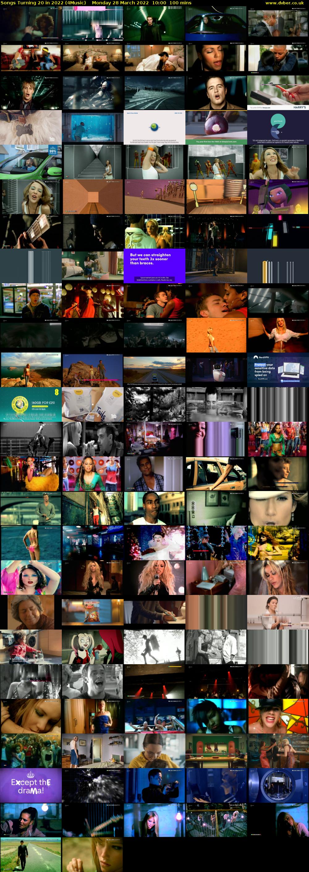 Songs Turning 20 in 2022 (4Music) Monday 28 March 2022 10:00 - 11:40