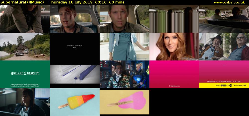 Supernatural (4Music) Thursday 18 July 2019 00:10 - 01:10