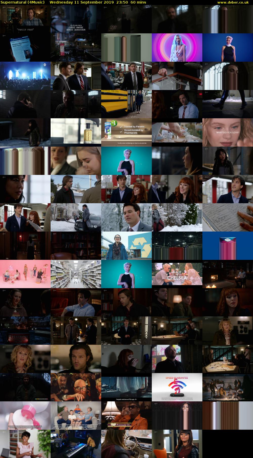 Supernatural (4Music) Wednesday 11 September 2019 23:50 - 00:50
