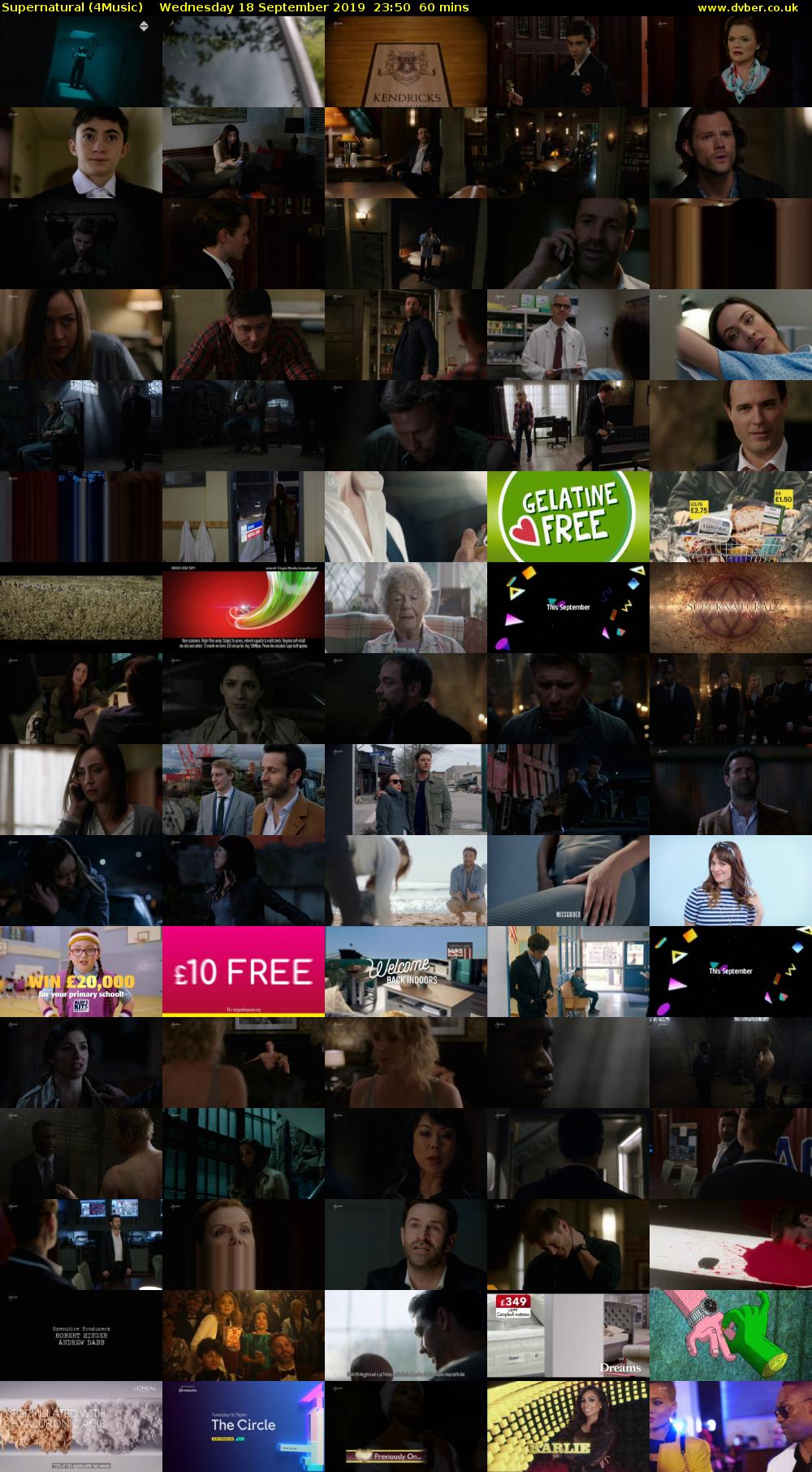 Supernatural (4Music) Wednesday 18 September 2019 23:50 - 00:50
