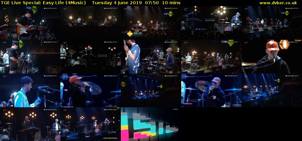 TGE Live Special: Easy Life (4Music) Tuesday 4 June 2019 07:50 - 08:00