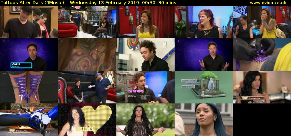 Tattoos After Dark (4Music) Wednesday 13 February 2019 00:30 - 01:00
