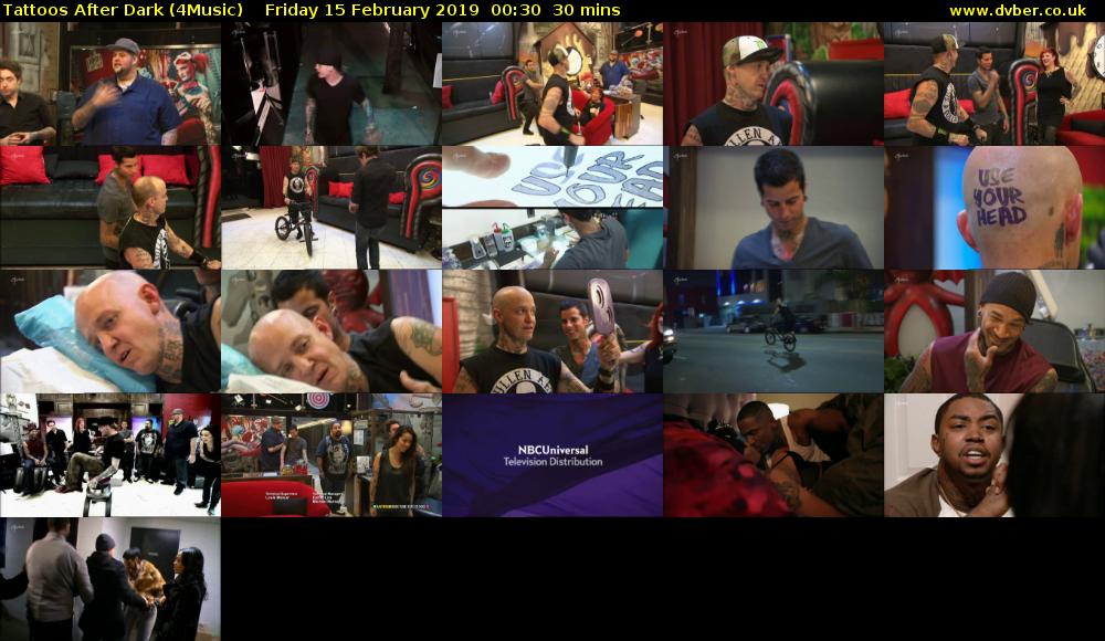 Tattoos After Dark (4Music) Friday 15 February 2019 00:30 - 01:00