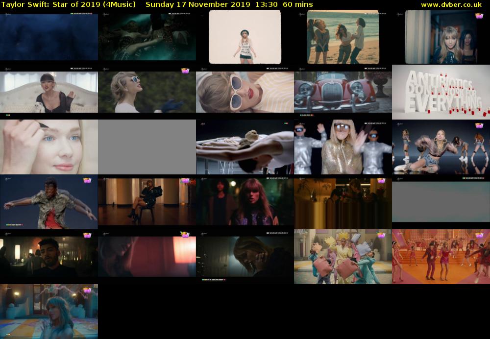 Taylor Swift: Star of 2019 (4Music) Sunday 17 November 2019 13:30 - 14:30