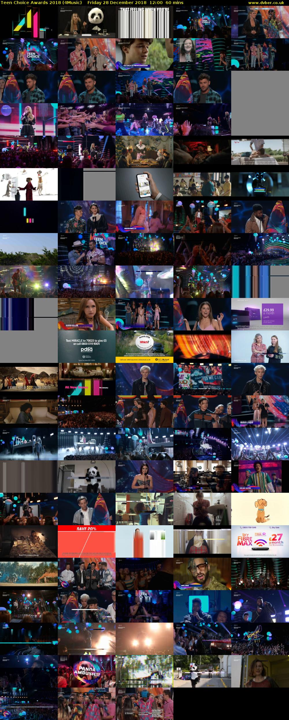 Teen Choice Awards 2018 (4Music) Friday 28 December 2018 12:00 - 13:00