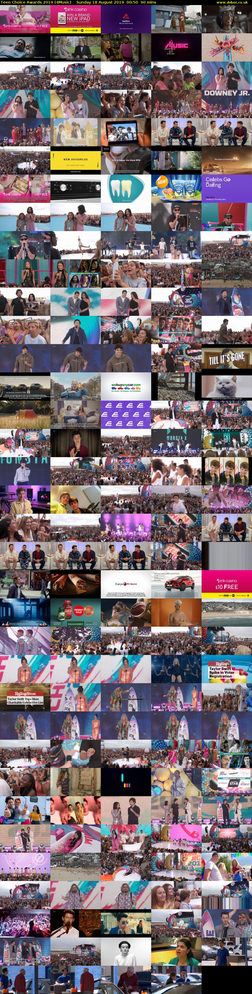 Teen Choice Awards 2019 (4Music) Sunday 18 August 2019 00:50 - 02:20