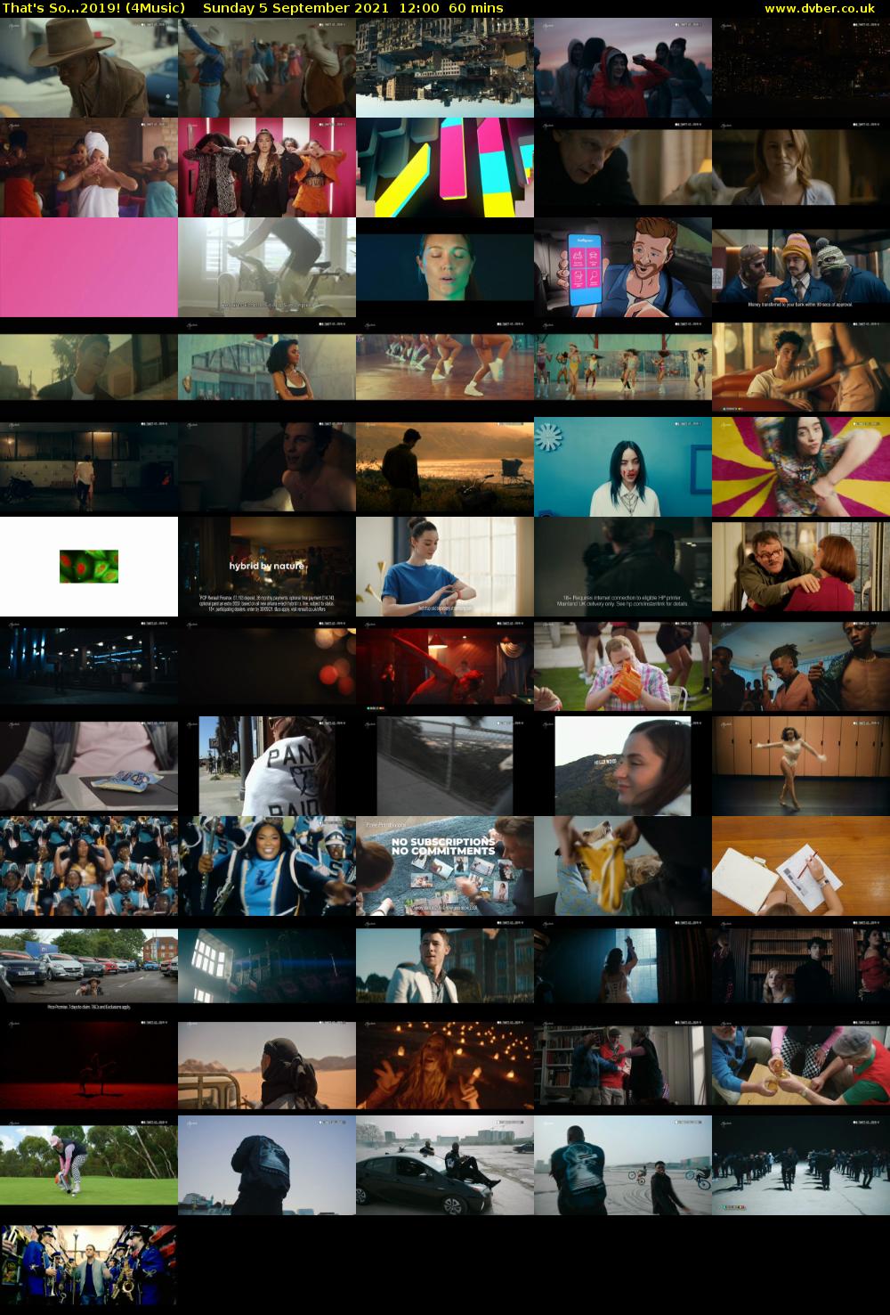 That's So...2019! (4Music) Sunday 5 September 2021 13:00 - 14:00