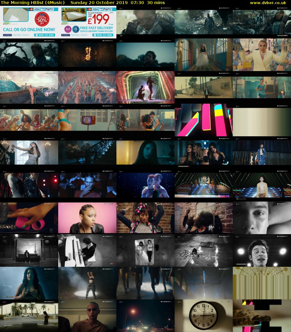 The Morning Hitlist (4Music) Sunday 20 October 2019 07:30 - 08:00