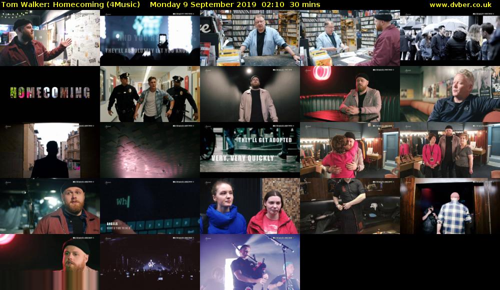 Tom Walker: Homecoming (4Music) Monday 9 September 2019 02:10 - 02:40