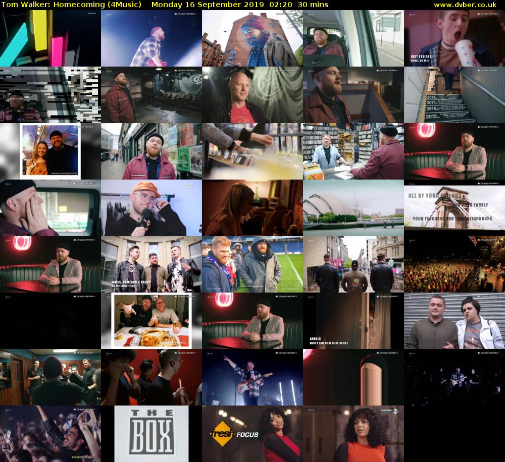 Tom Walker: Homecoming (4Music) Monday 16 September 2019 02:20 - 02:50