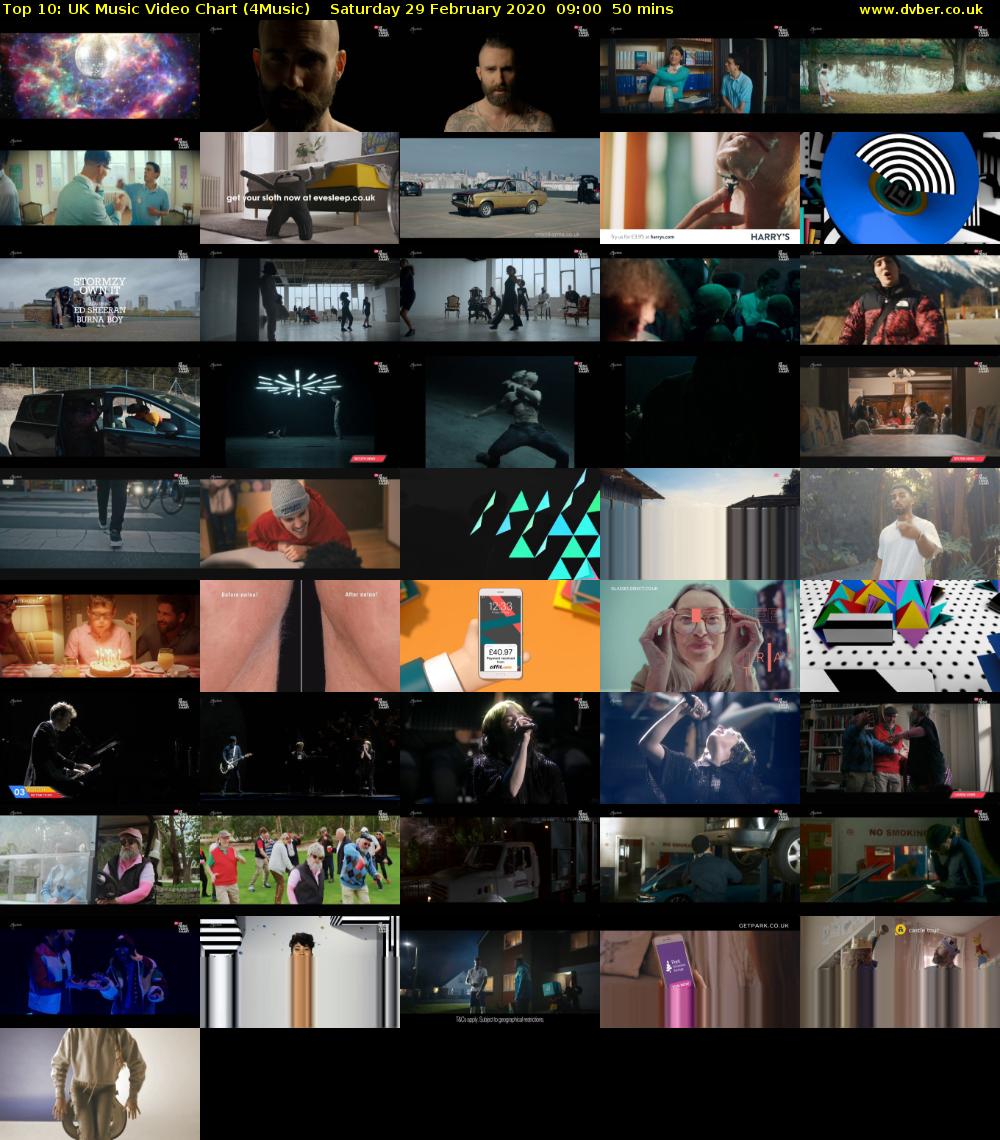 Top 10: UK Music Video Chart (4Music) Saturday 29 February 2020 09:00 - 09:50
