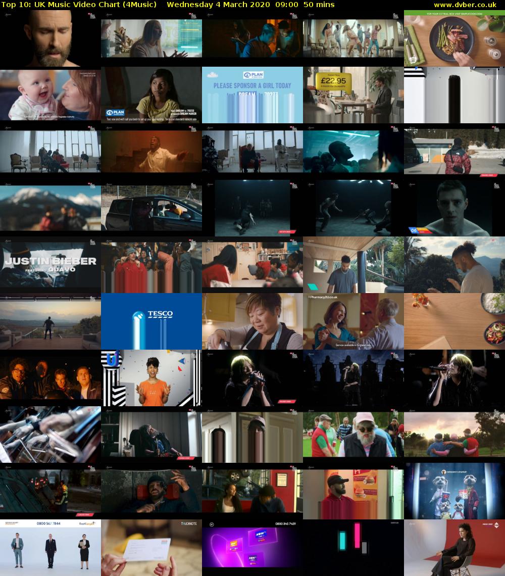 Top 10: UK Music Video Chart (4Music) Wednesday 4 March 2020 09:00 - 09:50
