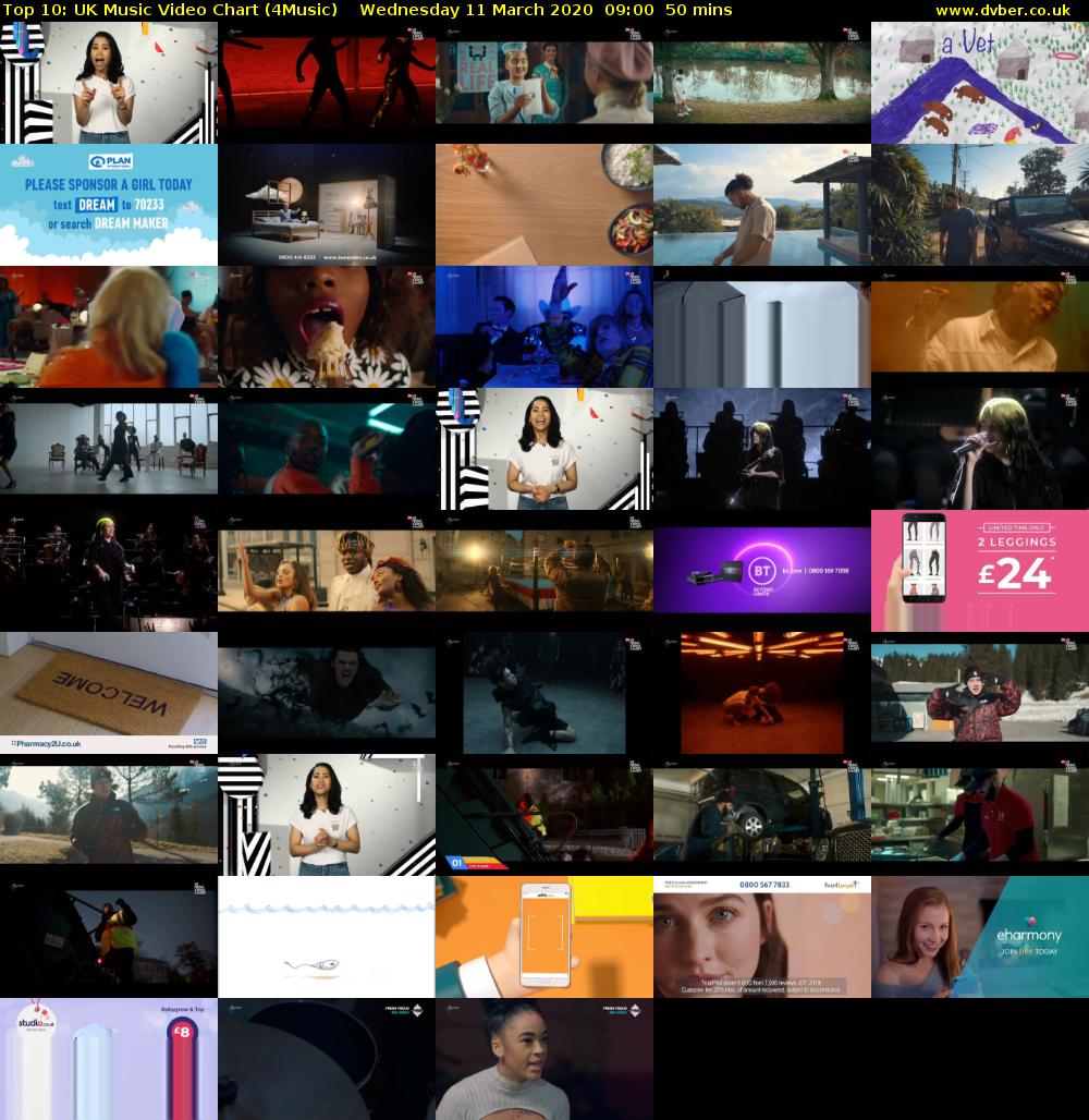 Top 10: UK Music Video Chart (4Music) Wednesday 11 March 2020 09:00 - 09:50