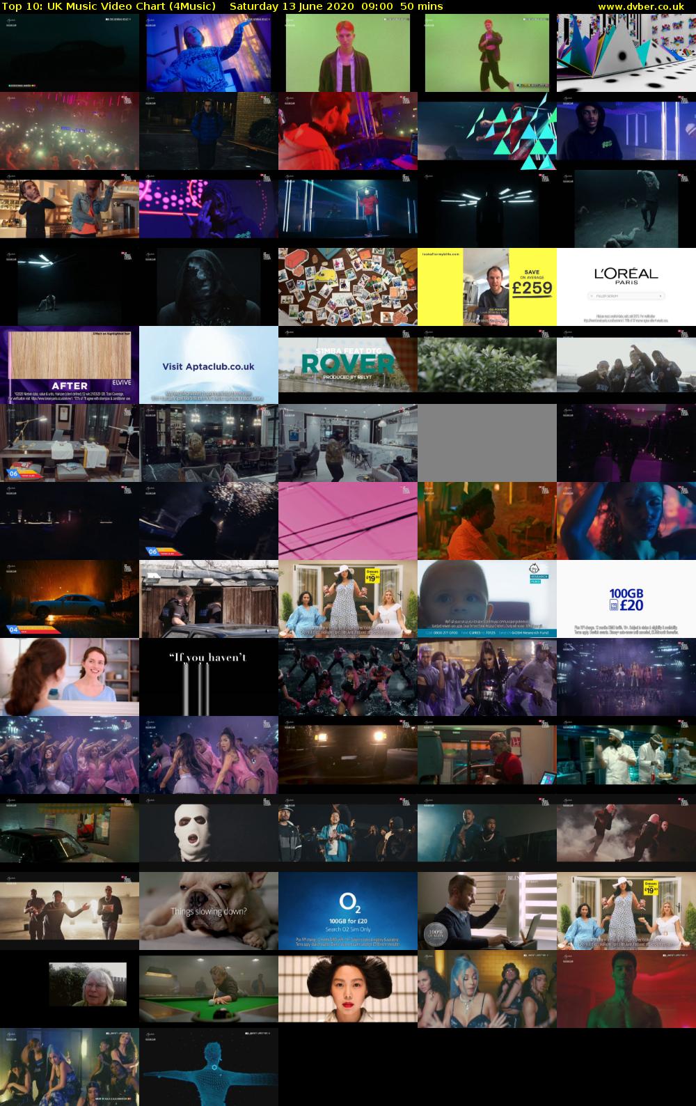 Top 10: UK Music Video Chart (4Music) Saturday 13 June 2020 09:00 - 09:50