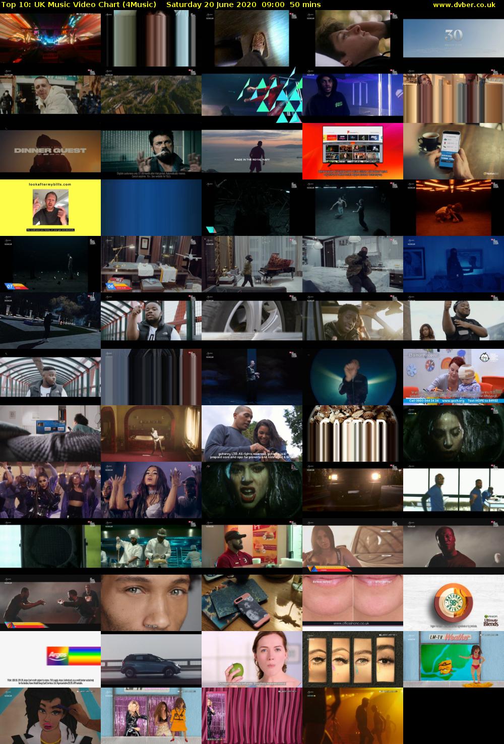 Top 10: UK Music Video Chart (4Music) Saturday 20 June 2020 09:00 - 09:50