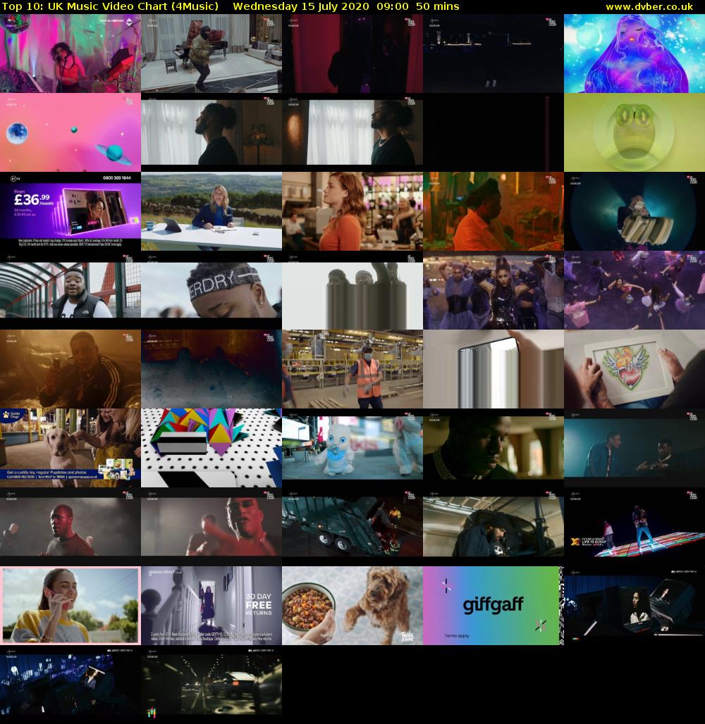 Top 10: UK Music Video Chart (4Music) Wednesday 15 July 2020 09:00 - 09:50