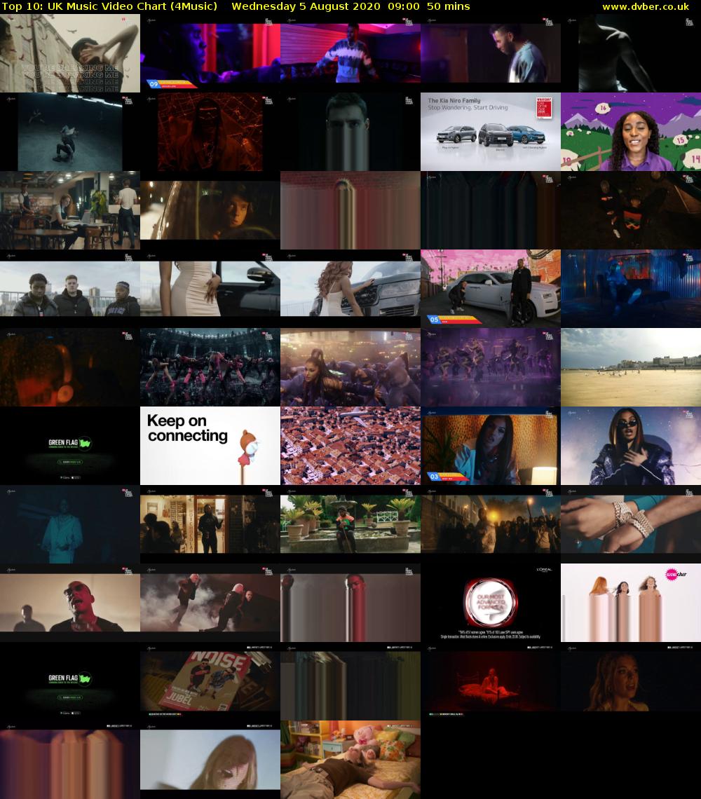 Top 10: UK Music Video Chart (4Music) Wednesday 5 August 2020 09:00 - 09:50
