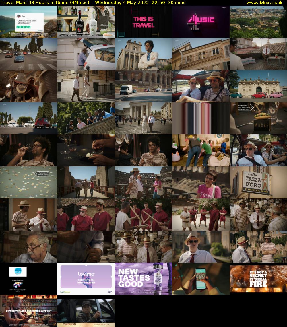 Travel Man: 48 Hours in Rome (4Music) Wednesday 4 May 2022 22:50 - 23:20