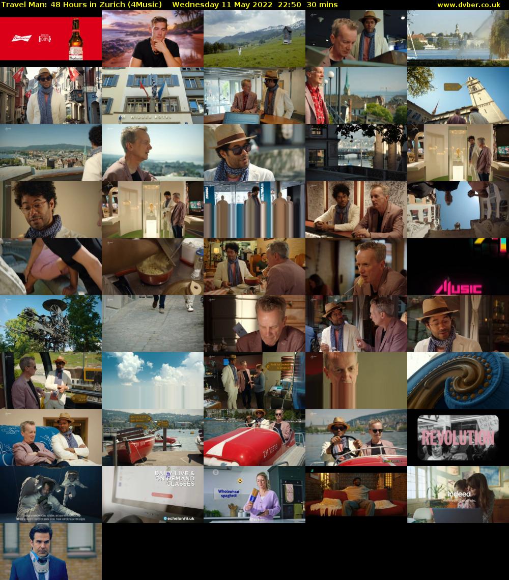 Travel Man: 48 Hours in Zurich (4Music) Wednesday 11 May 2022 22:50 - 23:20