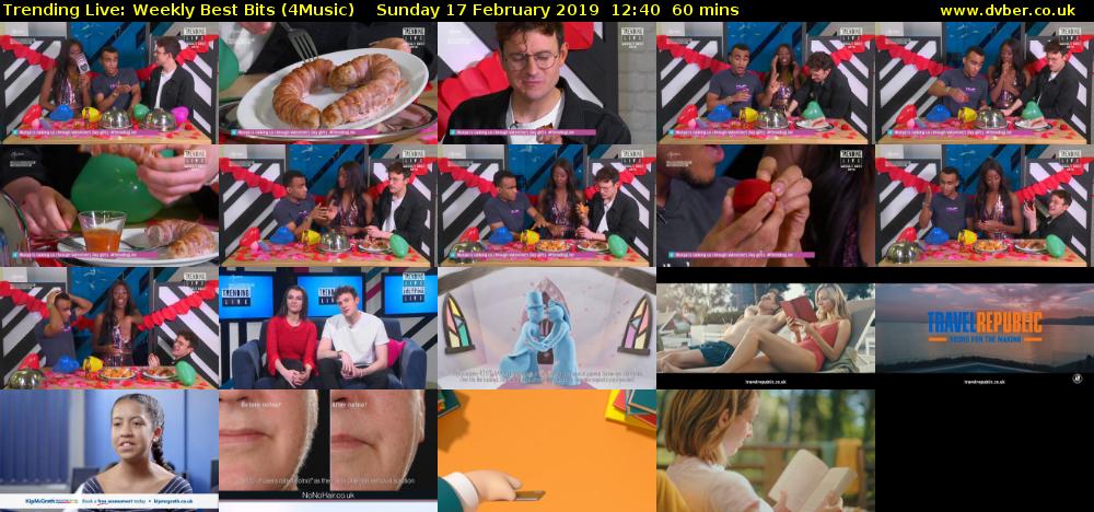 Trending Live: Weekly Best Bits (4Music) Sunday 17 February 2019 12:40 - 13:40