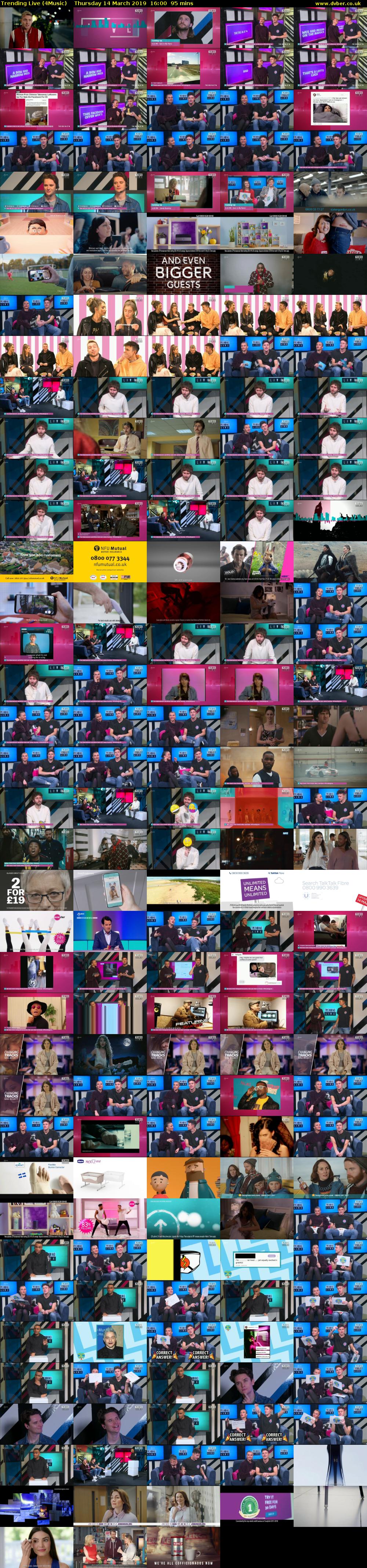Trending Live (4Music) Thursday 14 March 2019 16:00 - 17:35