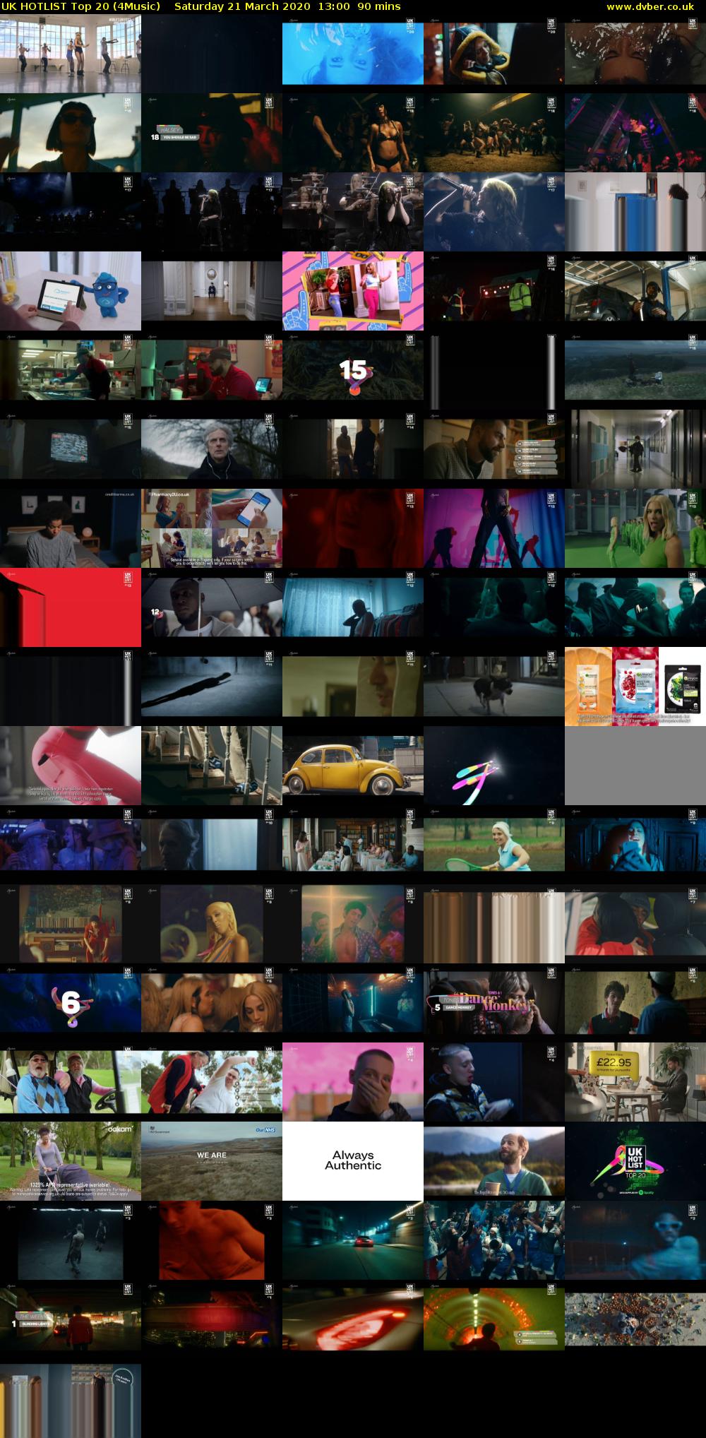 UK HOTLIST Top 20 (4Music) Saturday 21 March 2020 13:00 - 14:30