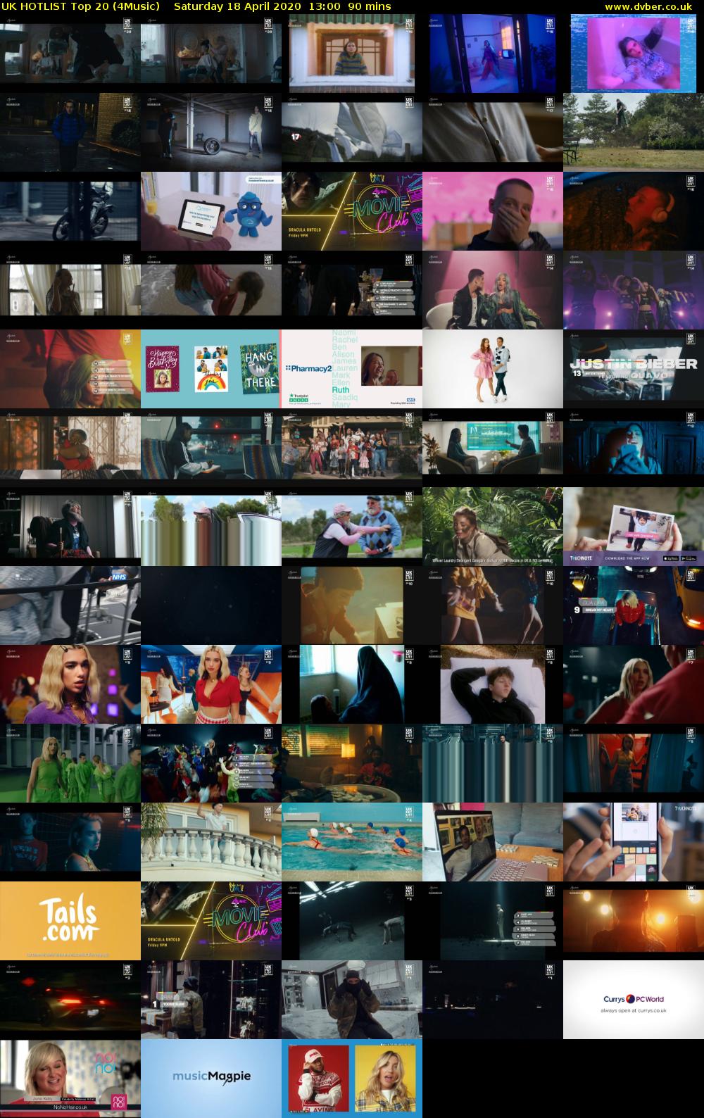 UK HOTLIST Top 20 (4Music) Saturday 18 April 2020 13:00 - 14:30