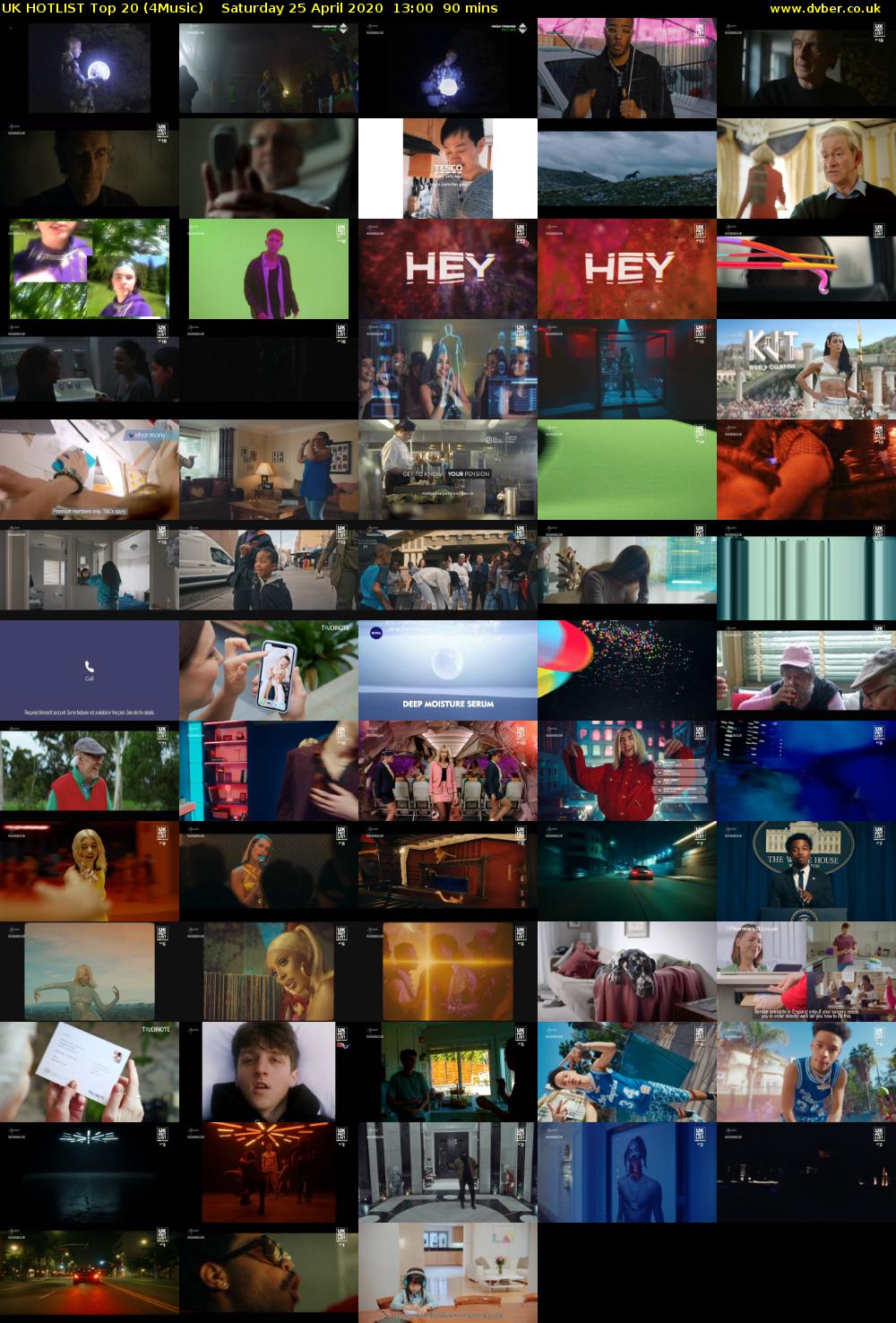 UK HOTLIST Top 20 (4Music) Saturday 25 April 2020 13:00 - 14:30