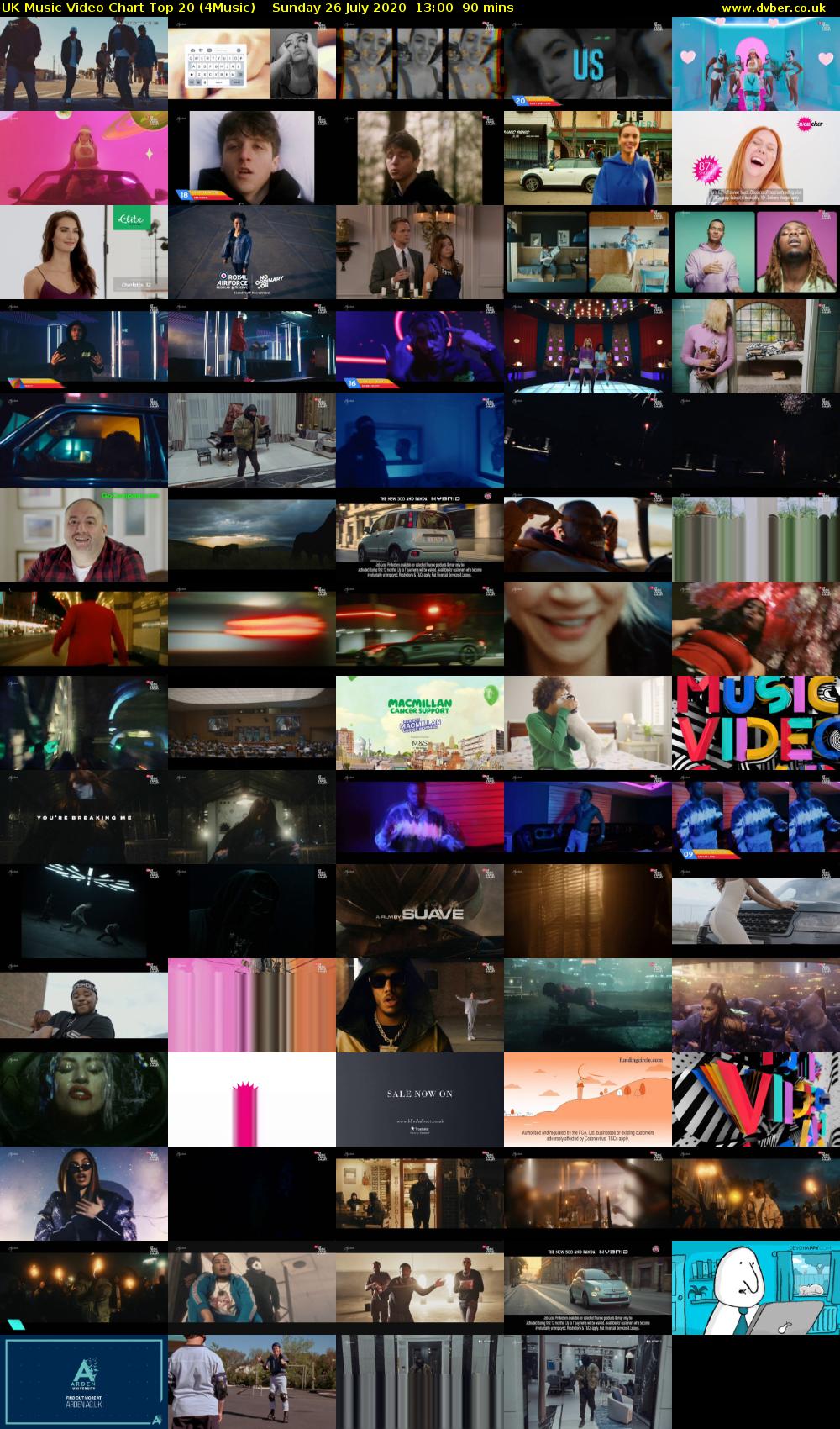 UK Music Video Chart Top 20 (4Music) Sunday 26 July 2020 13:00 - 14:30