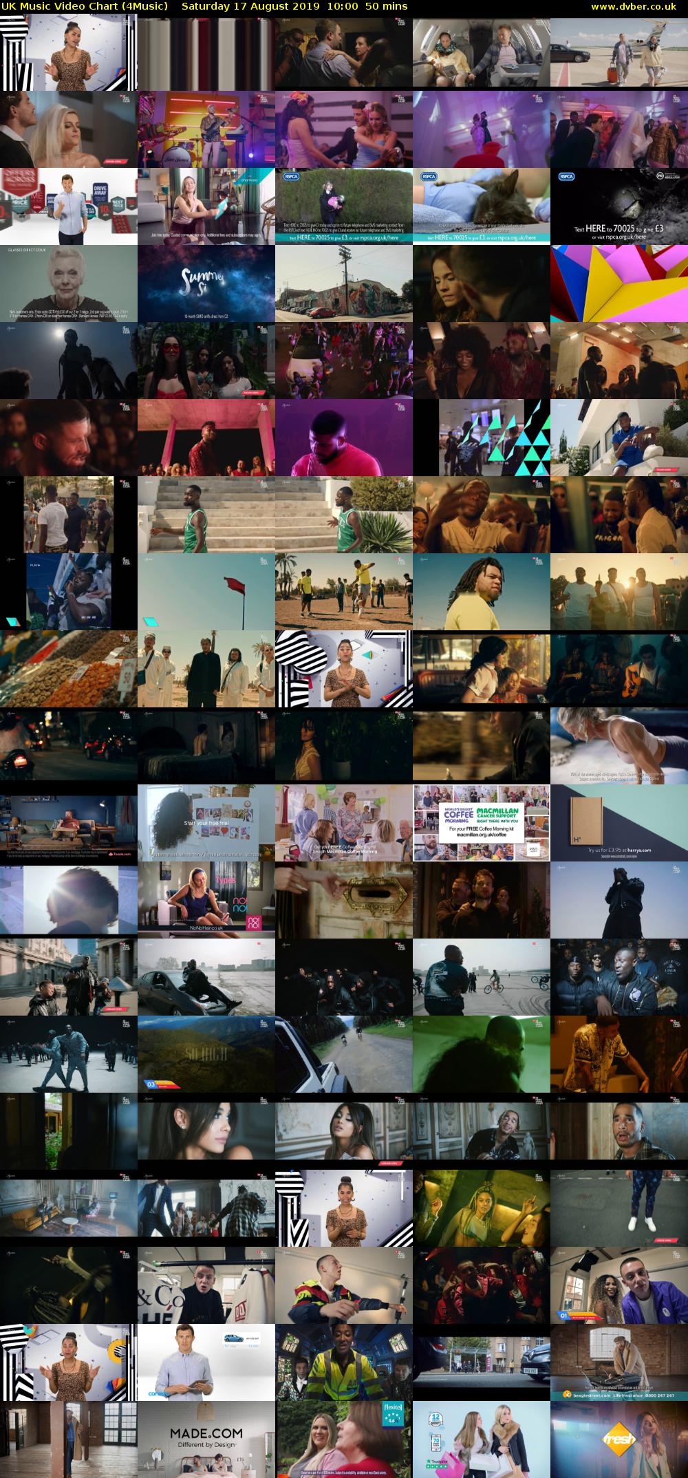 UK Music Video Chart (4Music) Saturday 17 August 2019 10:00 - 10:50
