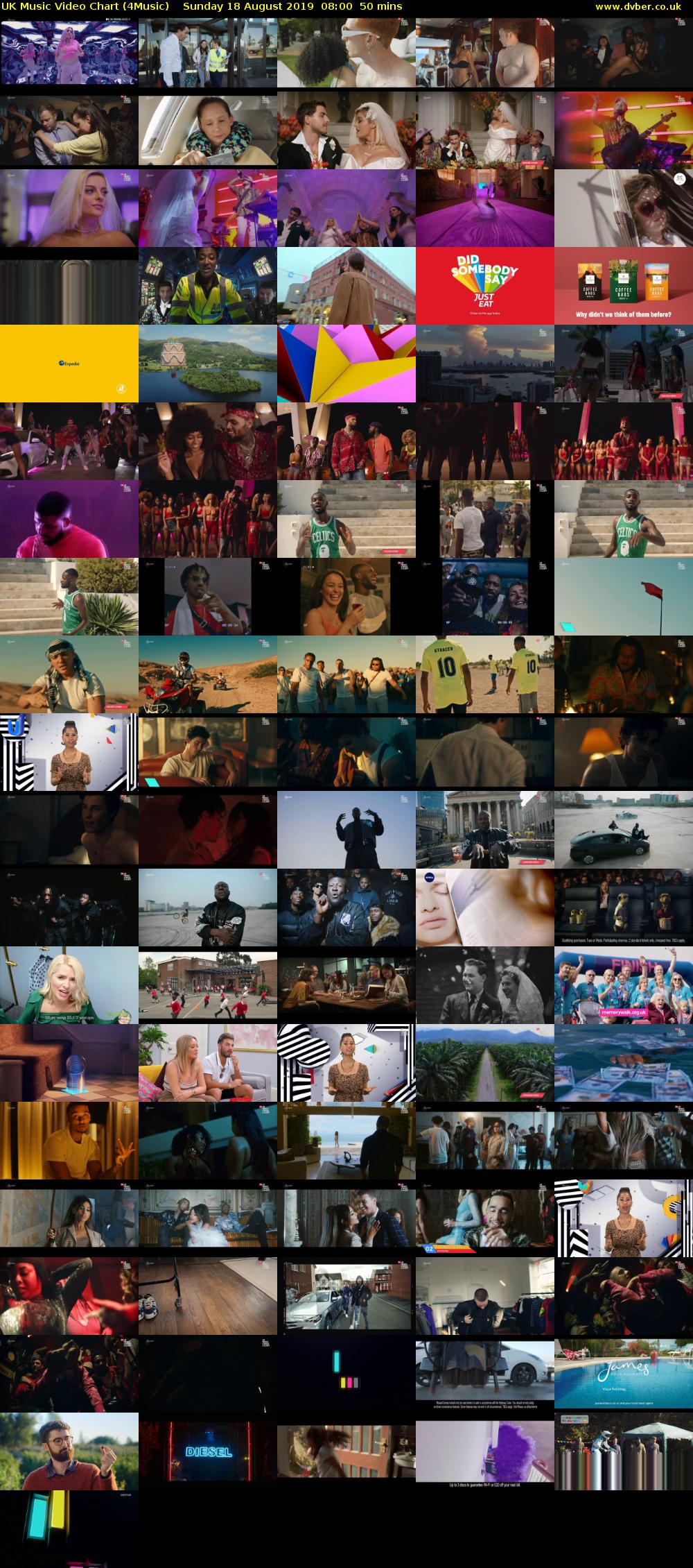 UK Music Video Chart (4Music) Sunday 18 August 2019 08:00 - 08:50
