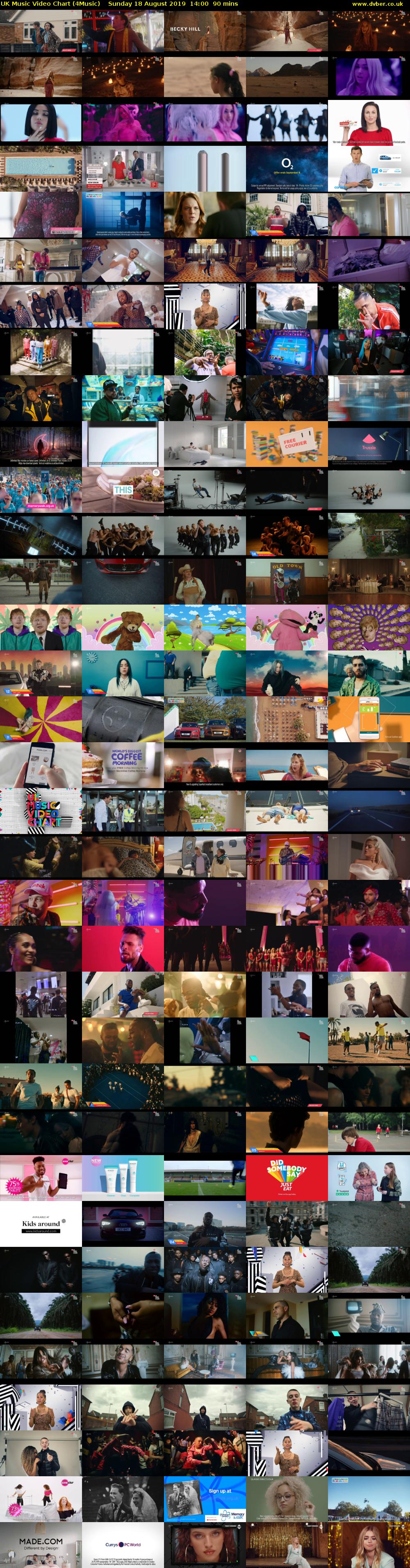 UK Music Video Chart (4Music) Sunday 18 August 2019 14:00 - 15:30