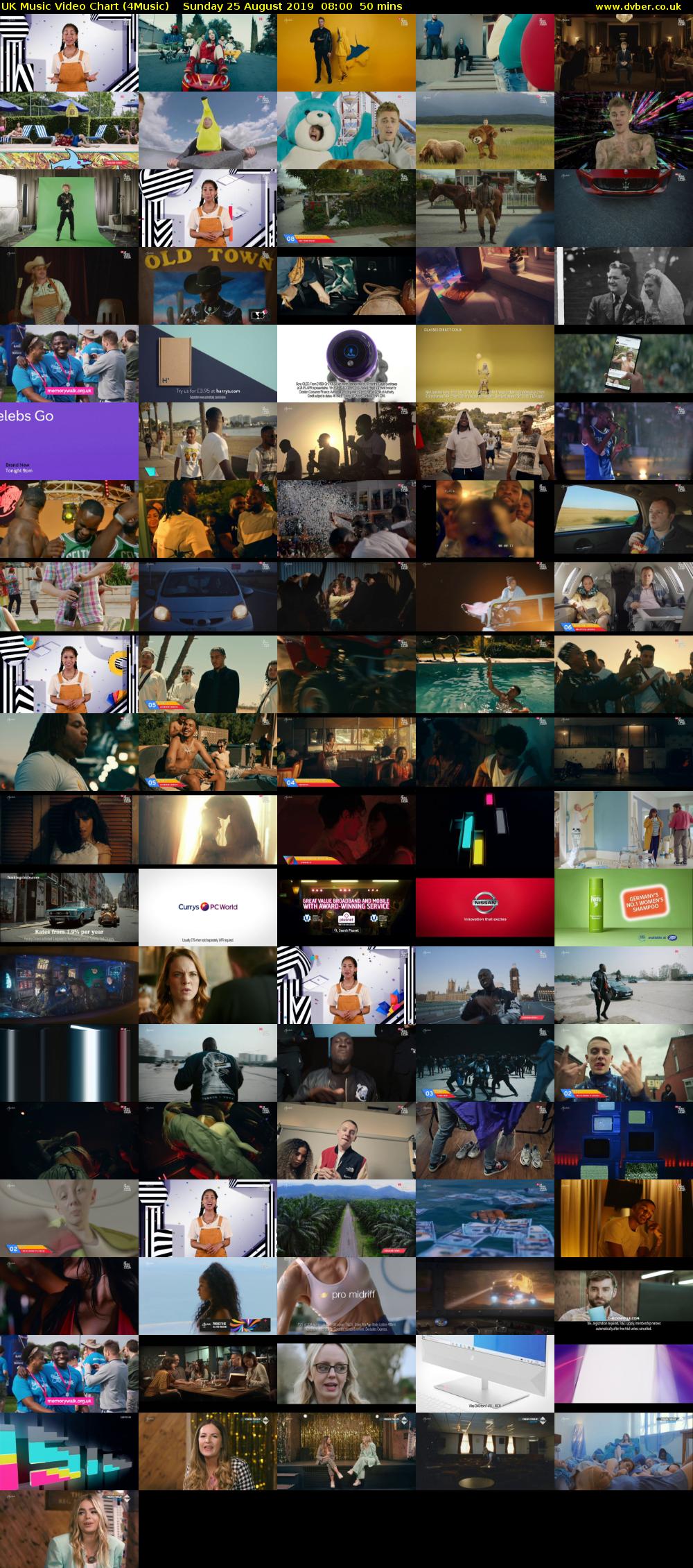 UK Music Video Chart (4Music) Sunday 25 August 2019 08:00 - 08:50