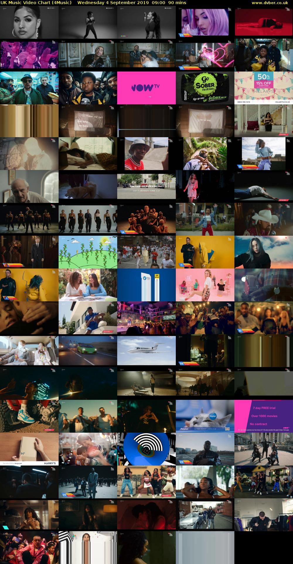 UK Music Video Chart (4Music) Wednesday 4 September 2019 09:00 - 10:30