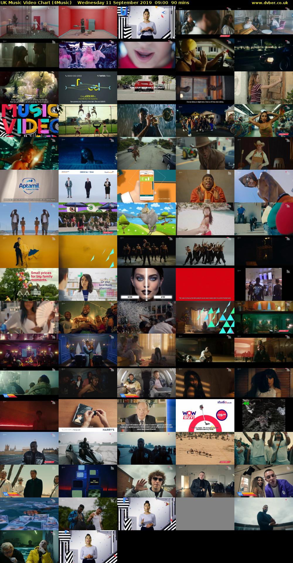 UK Music Video Chart (4Music) Wednesday 11 September 2019 09:00 - 10:30