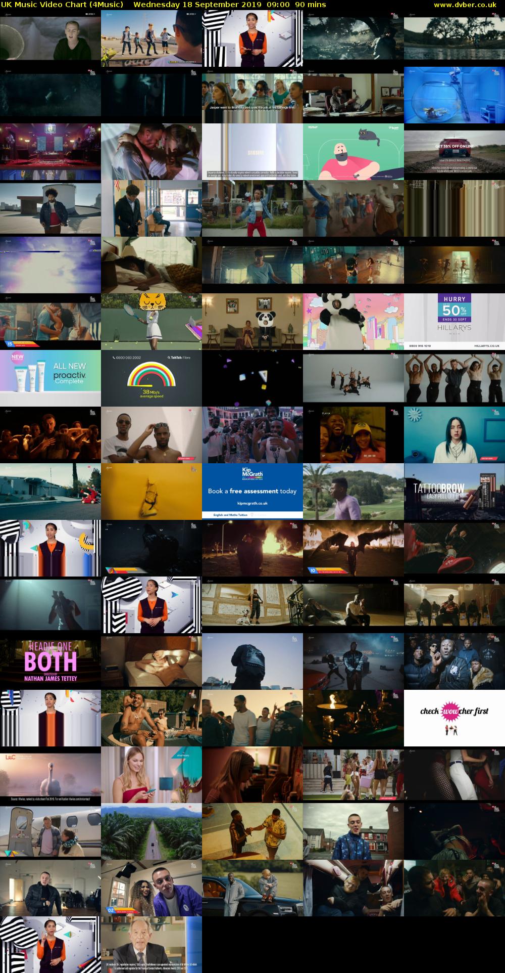 UK Music Video Chart (4Music) Wednesday 18 September 2019 09:00 - 10:30