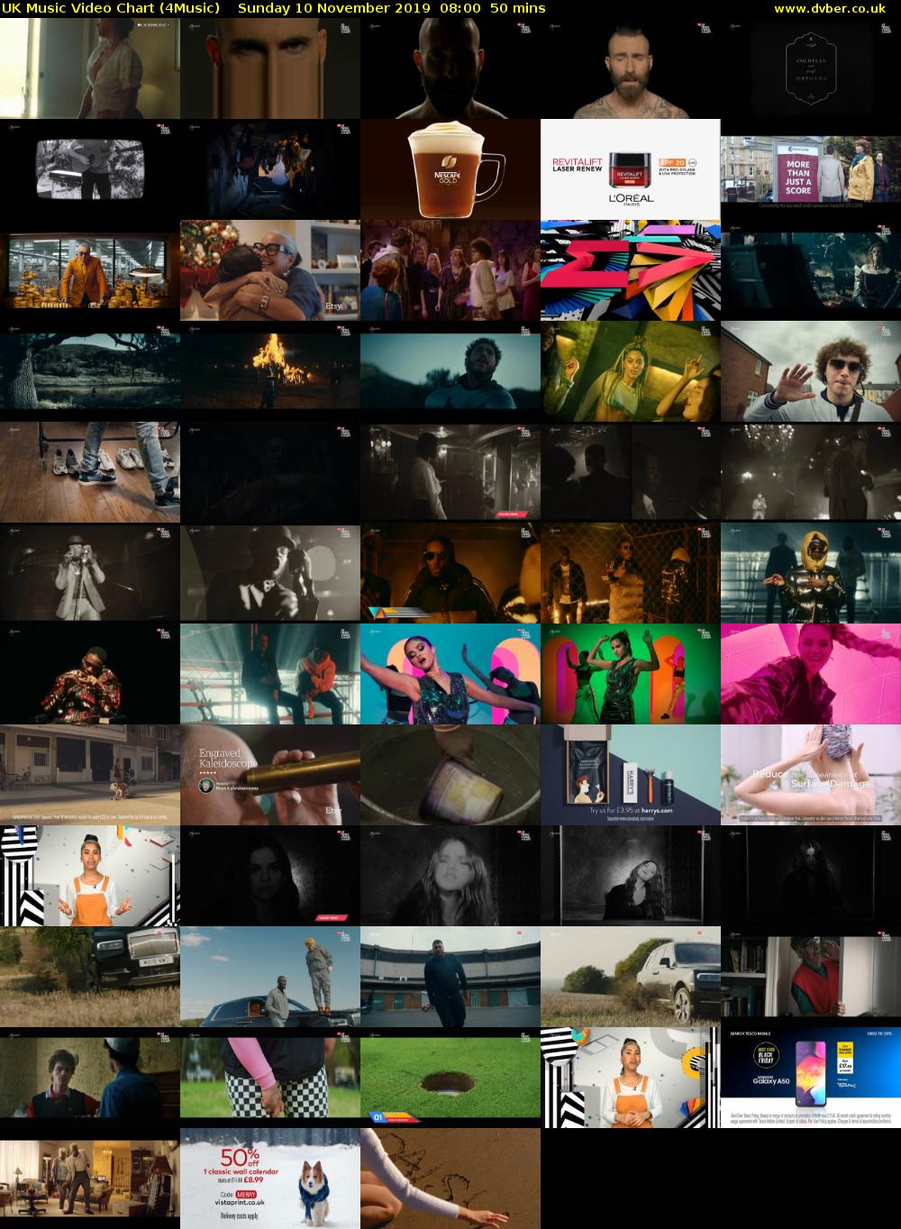 UK Music Video Chart (4Music) Sunday 10 November 2019 08:00 - 08:50