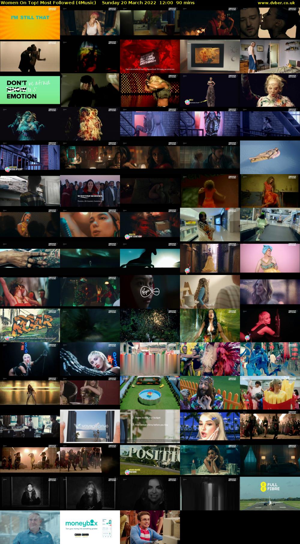 Women On Top! Most Followed (4Music) Sunday 20 March 2022 12:00 - 13:30