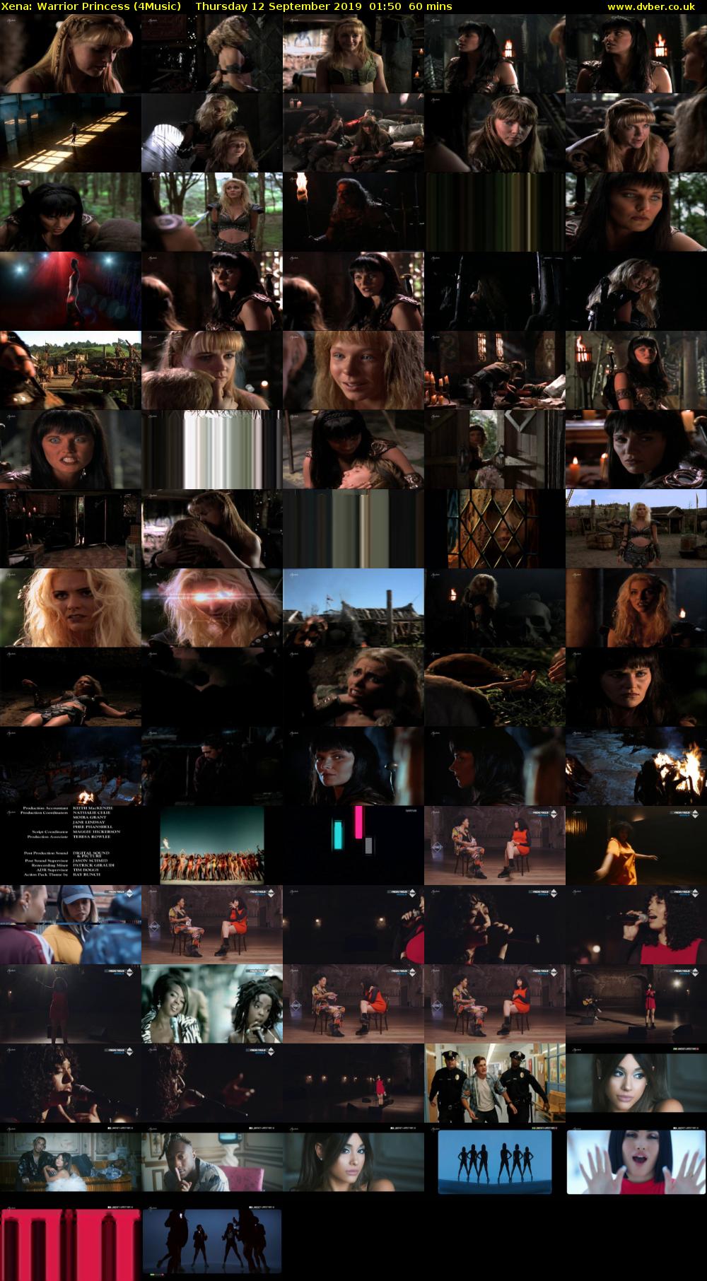 Xena: Warrior Princess (4Music) Thursday 12 September 2019 01:50 - 02:50