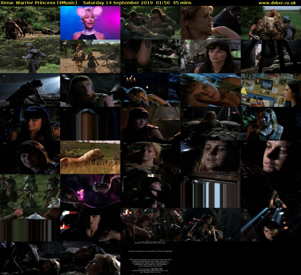 Xena: Warrior Princess (4Music) Saturday 14 September 2019 01:50 - 02:35
