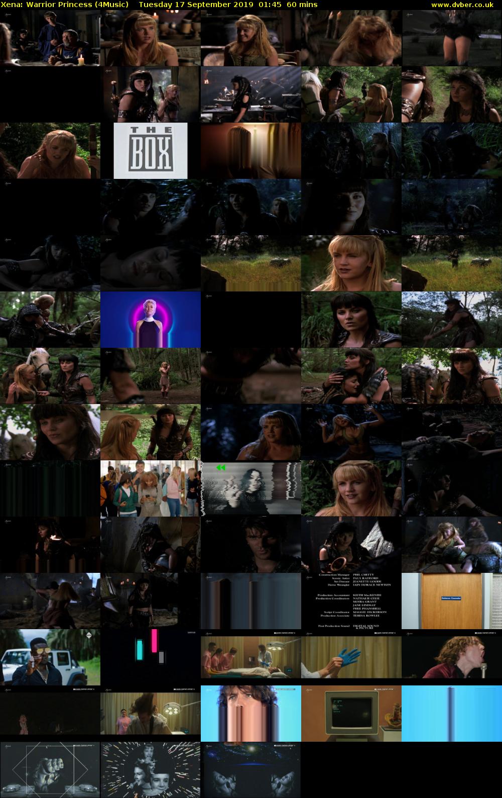 Xena: Warrior Princess (4Music) Tuesday 17 September 2019 01:45 - 02:45