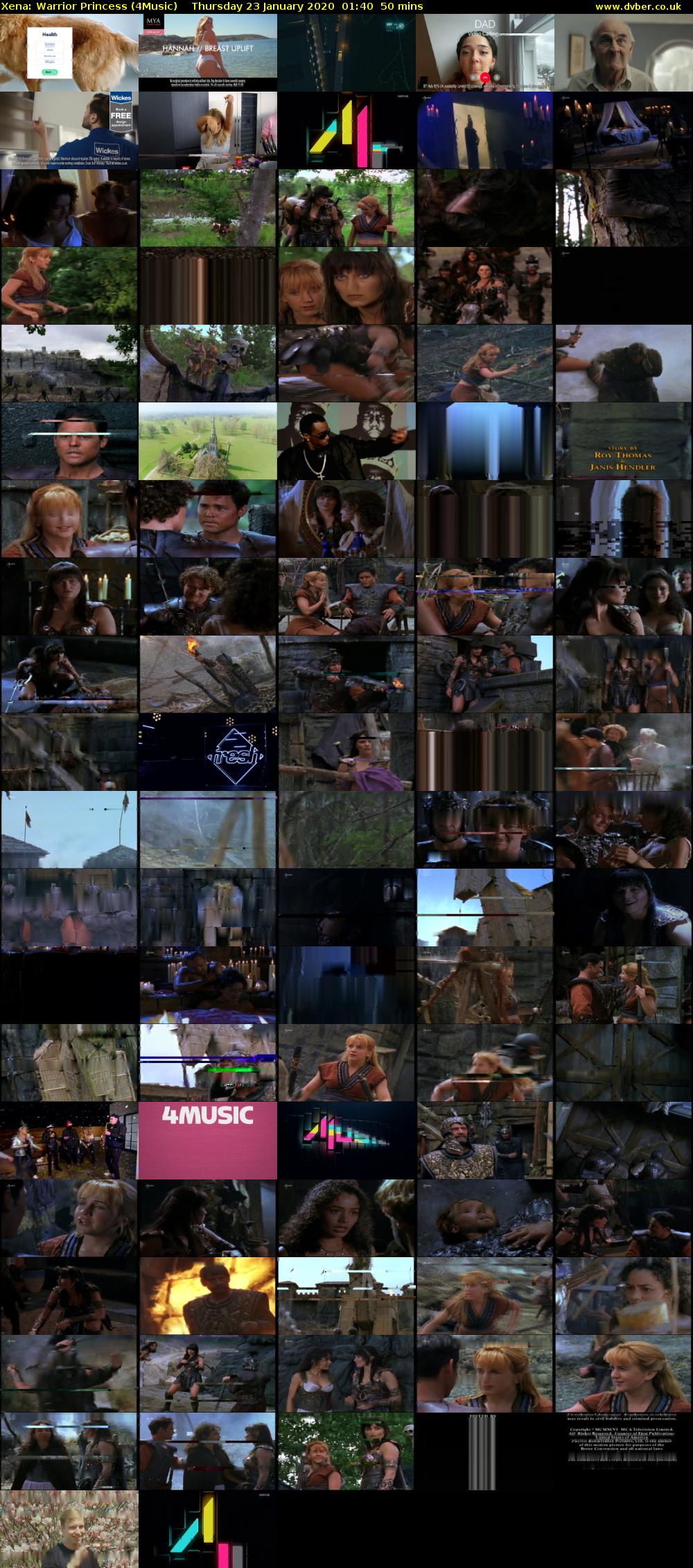 Xena: Warrior Princess (4Music) Thursday 23 January 2020 01:40 - 02:30