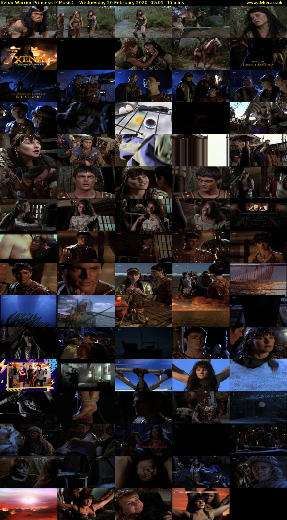 Xena: Warrior Princess (4Music) Wednesday 26 February 2020 02:05 - 02:50