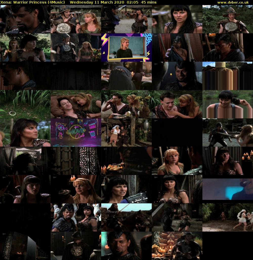 Xena: Warrior Princess (4Music) Wednesday 11 March 2020 02:05 - 02:50
