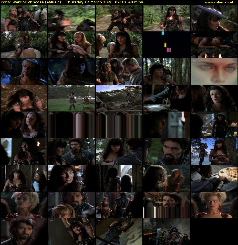 Xena: Warrior Princess (4Music) Thursday 12 March 2020 02:10 - 02:50