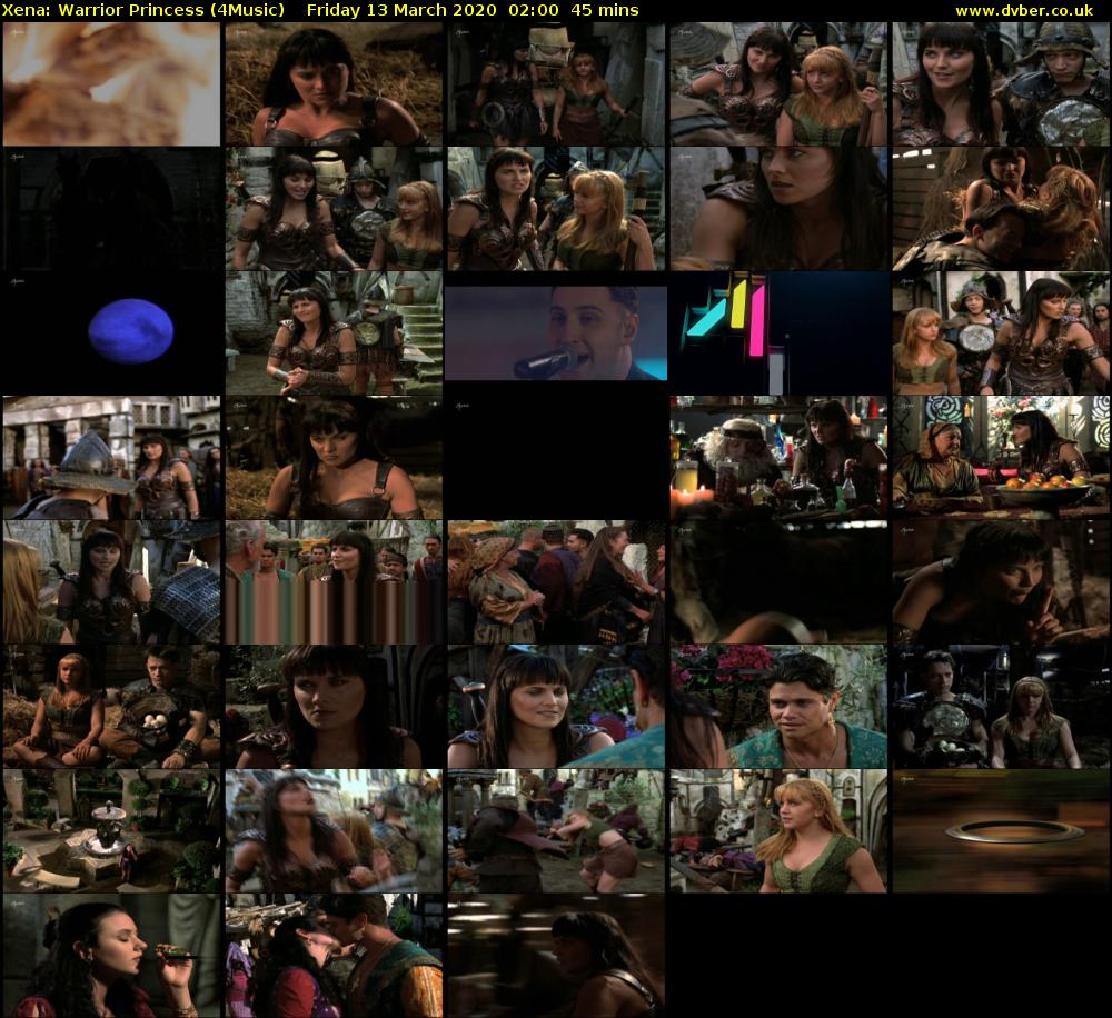 Xena: Warrior Princess (4Music) Friday 13 March 2020 02:00 - 02:45