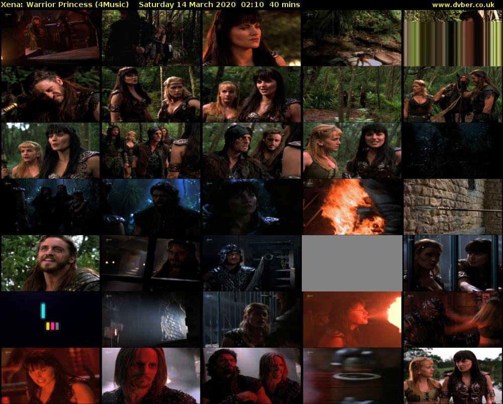 Xena: Warrior Princess (4Music) Saturday 14 March 2020 02:10 - 02:50