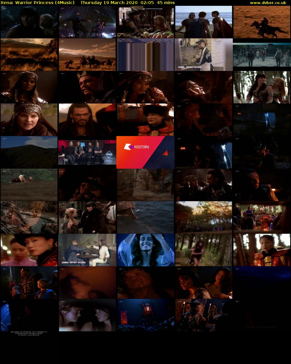 Xena: Warrior Princess (4Music) Thursday 19 March 2020 02:05 - 02:50