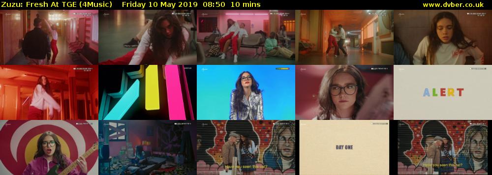 Zuzu: Fresh At TGE (4Music) Friday 10 May 2019 08:50 - 09:00